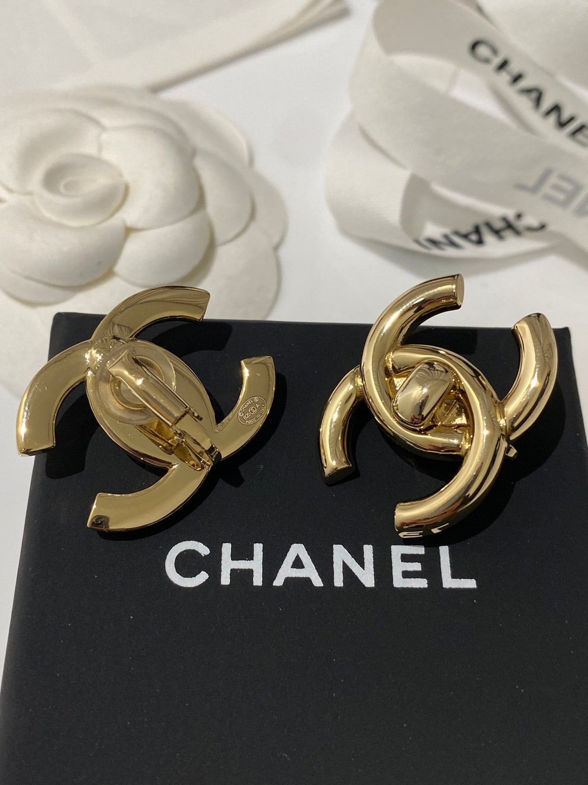 Chanel Double C Large Backpack Gold Earrings